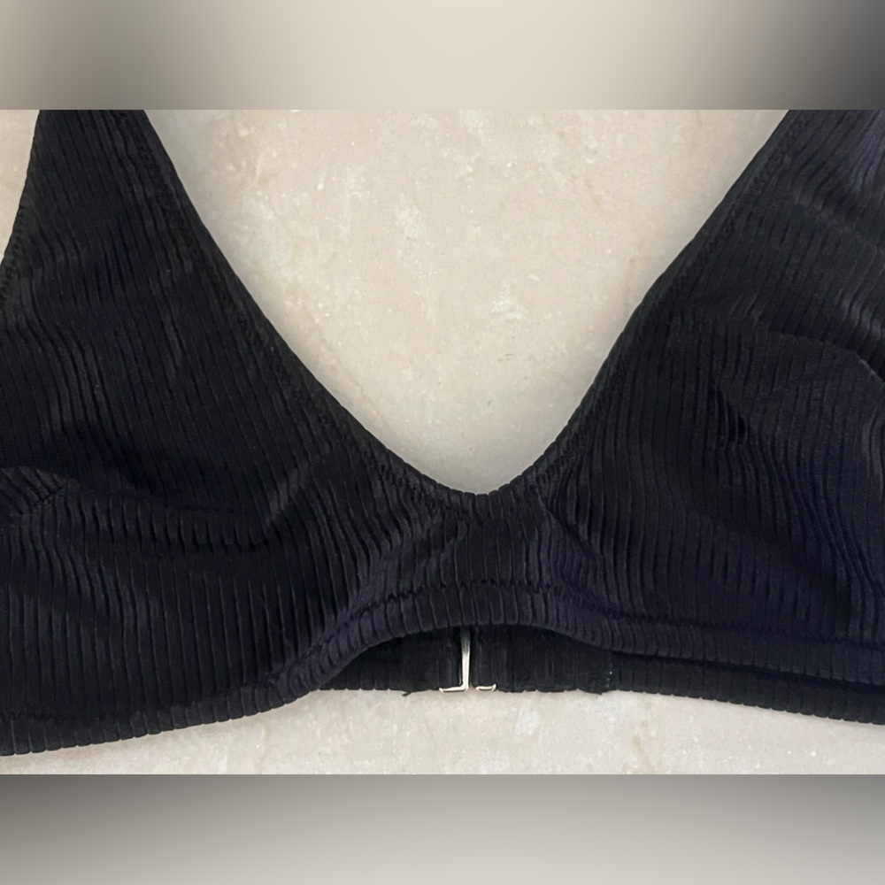 Aerie black ribbed halter bathing suit top